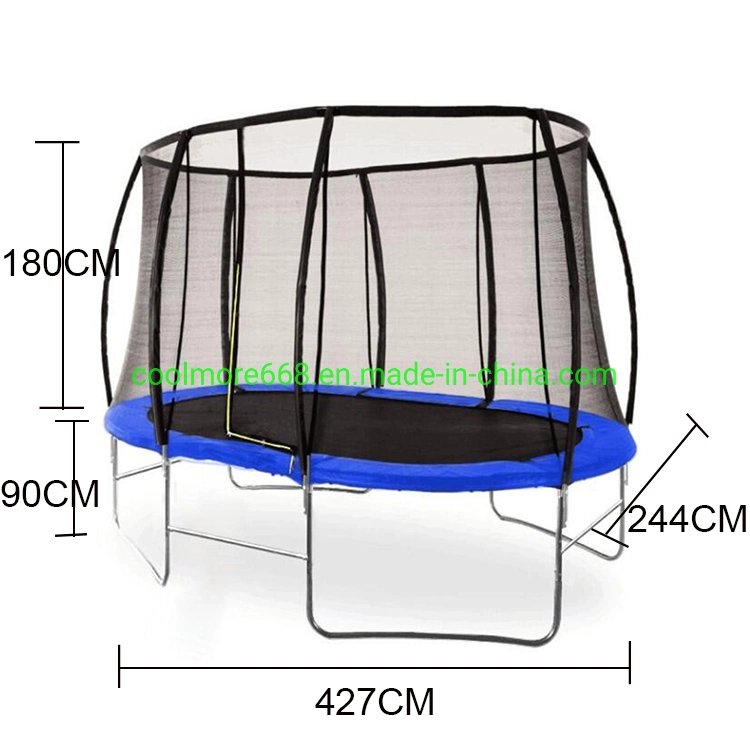 Super Trampoline Park Oval Trampoline with Inside Safety Net /Fiber Rod