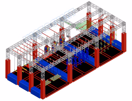 Cours d'obstacles intérieur Ninja Warrior Kids avec structure en aluminium
